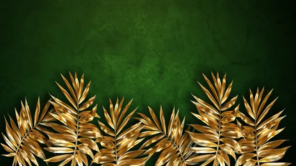 Large tropical leaves. Mural for the walls. Drawing for the interior. © antura