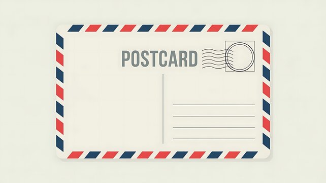 Vintage airmail postcard template with stamp and lines