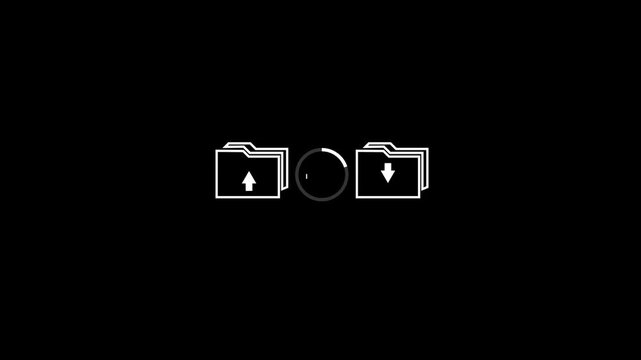 File Import and Data Transfer Line Icon Set with Folders
