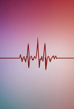 Red heartbeat pulse line on a gradient background, medical health and technology concept, Data visualization
