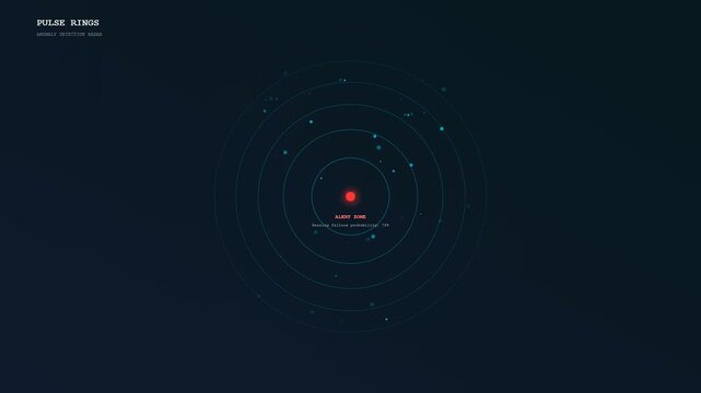 A predictive maintenance monitoring system showing pulsing circular waves and digital spheres glowing inside a dark interface representing real time data analysis of hardware