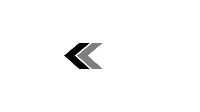 Minimalist triple left arrow fast rewind motion graphic icon animation on white background, looping direction symbol for UI design, media player, and navigation concept.4k stock Video