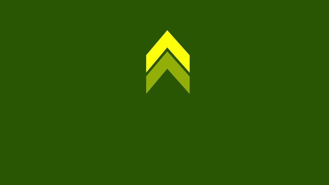 Minimalist triple upward arrow swipe up motion graphic icon animation on green background, looping direction symbol for UI design, mobile app, and navigation concept.Animation on a Stock Video
