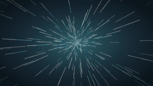 Warp speed hyperspace starfield flight seamless loop in vibrant teal tones