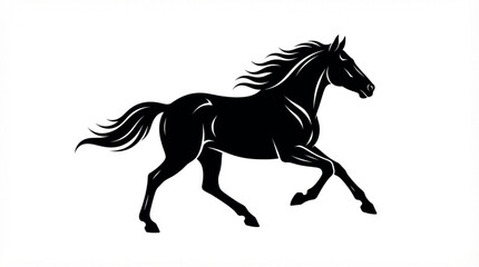 Vectors Galloping black horse silhouette vector, majestic stallion running with flowing mane and tail, powerful equine animal mascot for sports and ranch branding isolated PNG with Transparent © Create Sagor