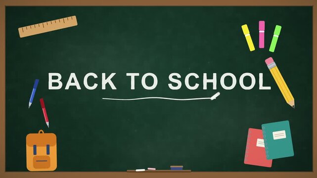 Blackboard on the wall with back to school text written in chalk