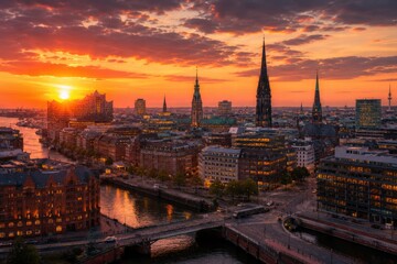 Obraz premium Hamburg , Germany Sunrise