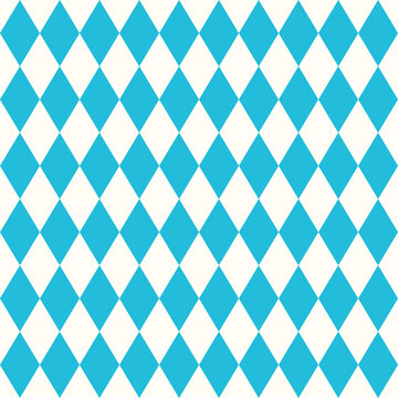 Oktoberfest blue diamond shaped vector seamless pattern, Bavarian folk repeat with rhombus shapes for backgrounds, decoration and textiles