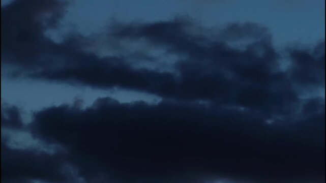 Rare blue clouds becomes more bigger at dusk