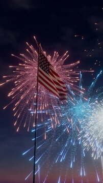 Celebrating the New Year in the United States with the American flag