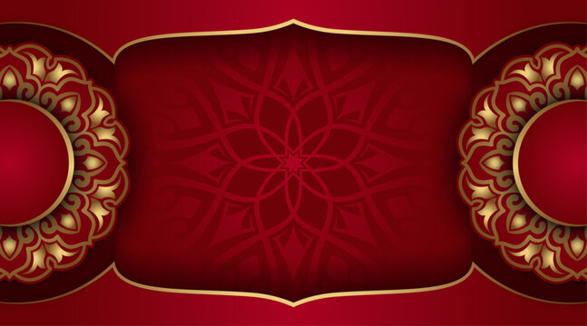 Luxury red mandala background, round decoration