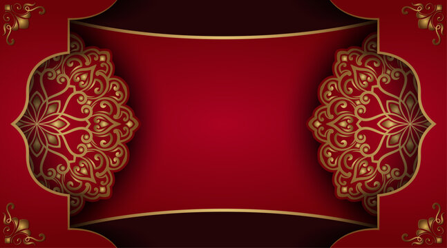 Luxury red mandala background, round decoration