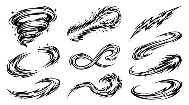 Comic style speed lines and tornado energy effect vector