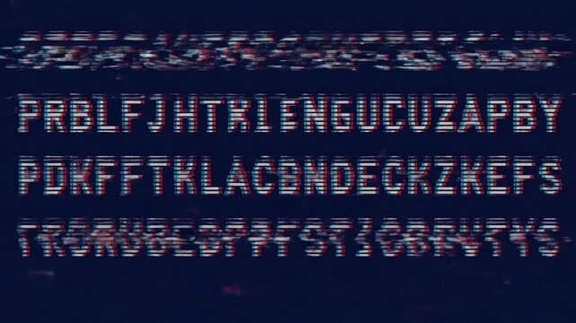 Abstract digital background with rows of distorted random letters