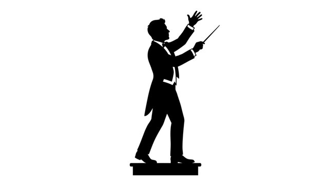 Conductor Silhouette Against White Background Formal Attire Illustration