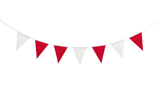 Red and white triangular event bunting