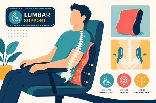 Lumbar Support Pillow Ergonomic Back Pain Relief Infographic