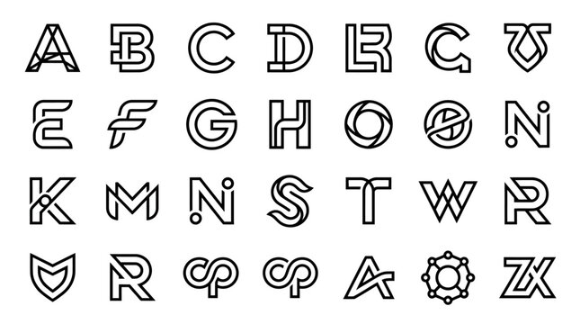Alphabet letters with decorative designs.