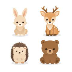 Fototapeta premium Cute Woodland Animals Collection Set
