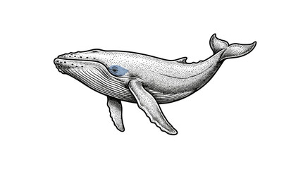Classic humpback whale hand-drawn illustration. © Zuniara