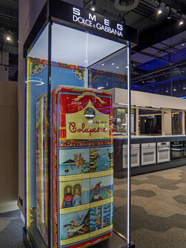 Smeg Dolce  and  Gabbana Colorful Refrigerator Display at Showcase