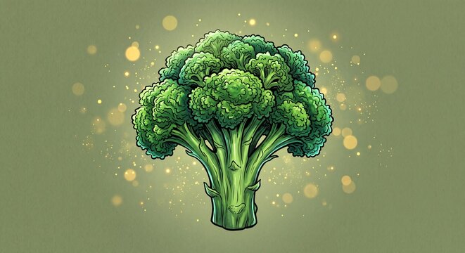 Fresh green broccoli head isolated. Organic vegetable vegetable food on bokeh background.