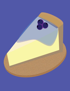 A vector art of a slice of blueberry cheesecake. 