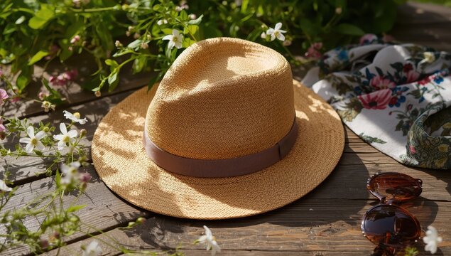 Beige Pork Pie hat for warm seasons