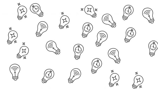 Creative Light Bulb with Clock and Wireless Signal Seamless Pattern
