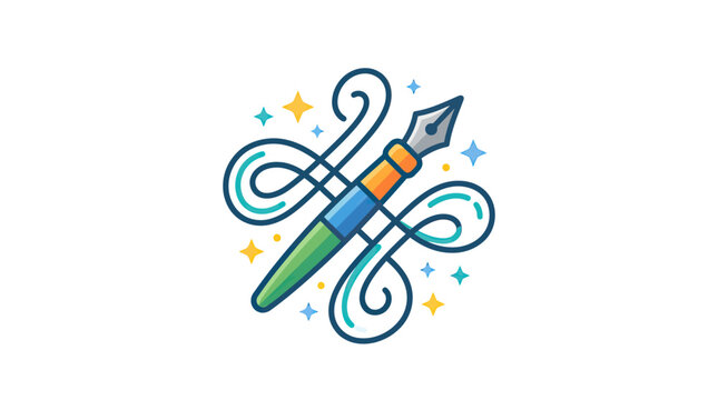 Creative Fountain Pen Illustration Icon On White Background