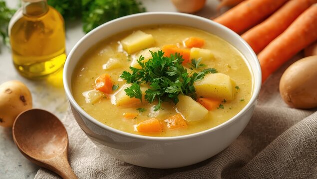 Carrot and parsley potato soup