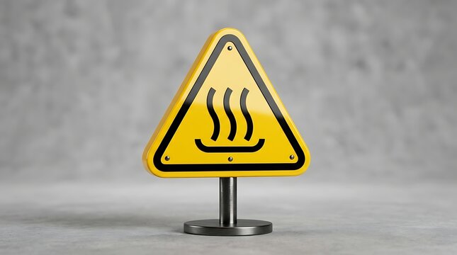 Hot surface warning sign indicates a high temperature area that requires caution to prevent burns or equipment damage in the facility.