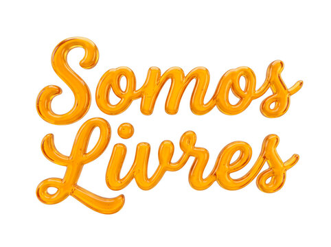 Somos Livres text in glossy orange liquid font celebrating Brazil Independence Day on September 7 PNG Isolated on transparent background