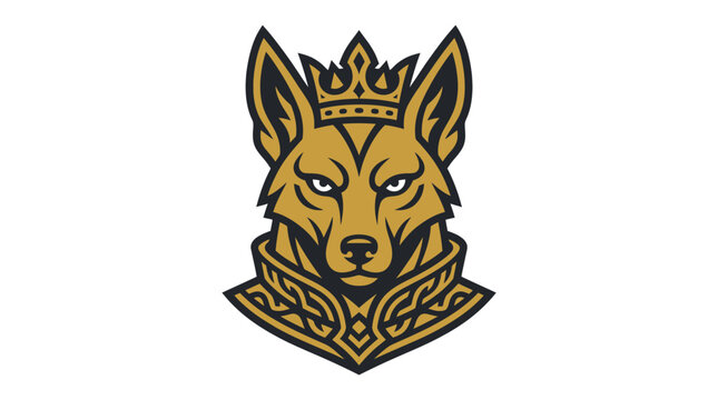 Majestic canine monarch emblem on white