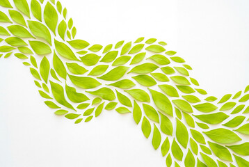 Obraz premium Flowing wave pattern made of bright lime green leaves