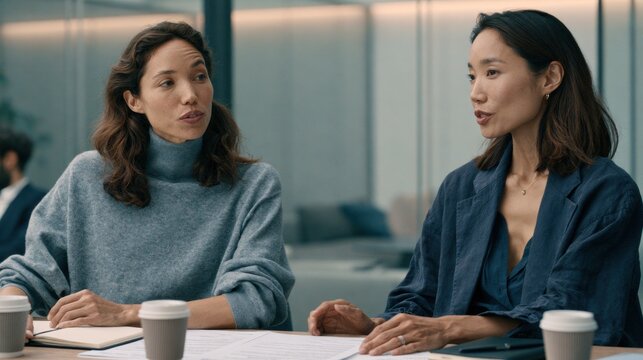 Legal professionals discussing case details during consultation meeting. Attorney advice, legal guidance, client communication and professional law office services