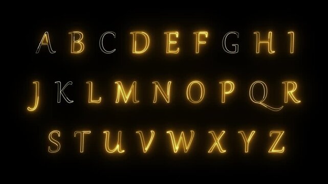 Animated Neon Alphabet A&ndash;Z. Luminous ABC Letters Motion Graphic.