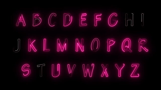 Animated Neon Alphabet A&ndash;Z. Luminous ABC Letters Motion Graphic.
