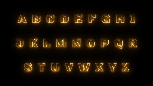 Animated Neon Alphabet A&ndash;Z. Luminous ABC Letters Motion Graphic.