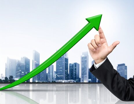 Visualize business growth with this arrow up, showing success and progress, perfect for marketing, finance, and corporate communications material usage.