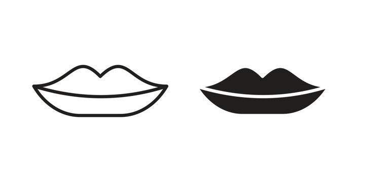 Big lips icon editable pictograms collection