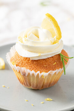 Delicious lemon cupcake with smooth buttercream top