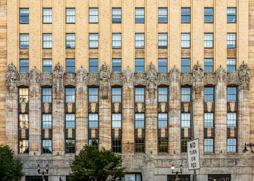 Newark, NJ - US - Jul 26, 2026 The Walker House in Newark, NJ is a 20-story Art Deco masterpiece. Built as the New Jersey Bell HQ, it features iconic buff brick and intricate figural carvings.