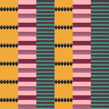 Seamless pixel pattern in maroon, beige, green - creative gradient geometric background for wallpaper, textile and wrapping paper design