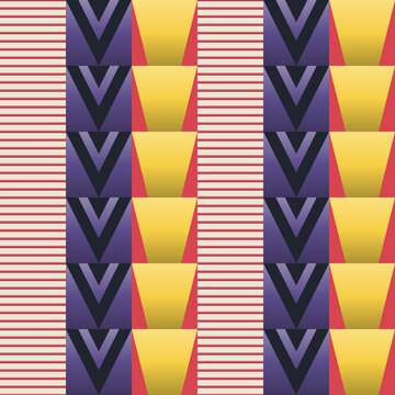 Seamless japanese pattern in cream, red, purple - artistic gradient geometric background for wallpaper, textile and wrapping paper design