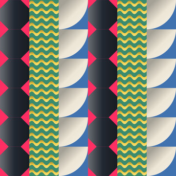 Seamless hatch pattern in magenta, black, blue - trendy gradient geometric background for wallpaper, textile and wrapping paper design
