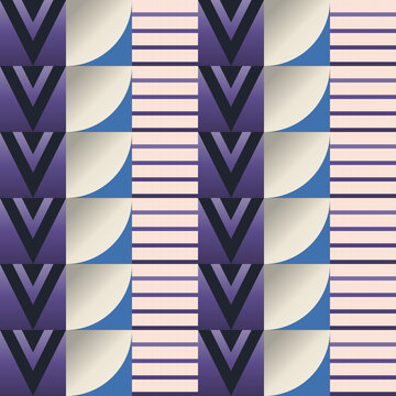 Seamless hatch pattern in blue, cream, purple - creative gradient geometric background for wallpaper, textile and wrapping paper design