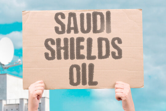 "Saudi Shields Oil" Saudi defenses protected petroleum facilities from drones. DEFENSE. SAUDI. SHIELDS. OIL. DRONES.