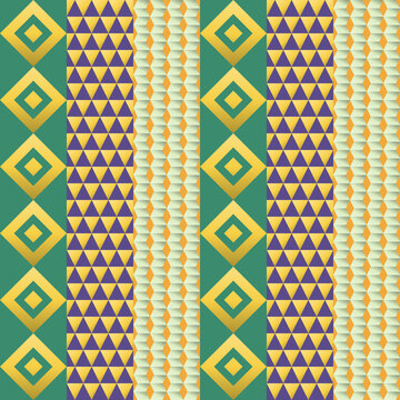 Seamless pixel pattern in yellow, cream, green - stylish gradient geometric background for wallpaper, textile and wrapping paper design