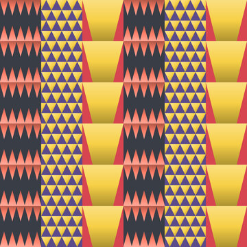 Seamless japanese pattern in purple, yellow, navy - trendy gradient geometric background for wallpaper, textile and wrapping paper design